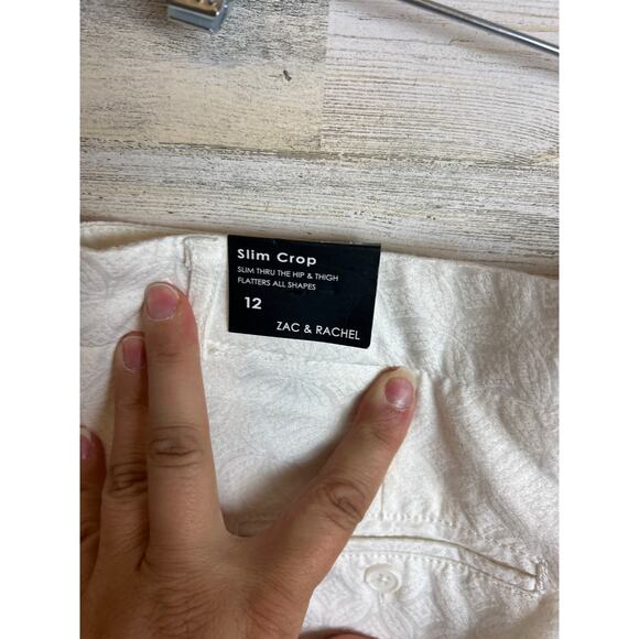 Zac & Rachel women's 12 slim crop white geometric pattern cotton new with tag0 - Picture 6 of 6